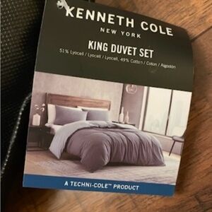 Kenneth cole king duvet set micro solid XL grey